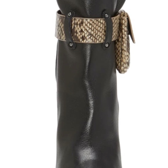 Jessica Simpson Brynne Ankle Boots Black Leather & Reptile Print Accent NEW - Picture 4 of 5